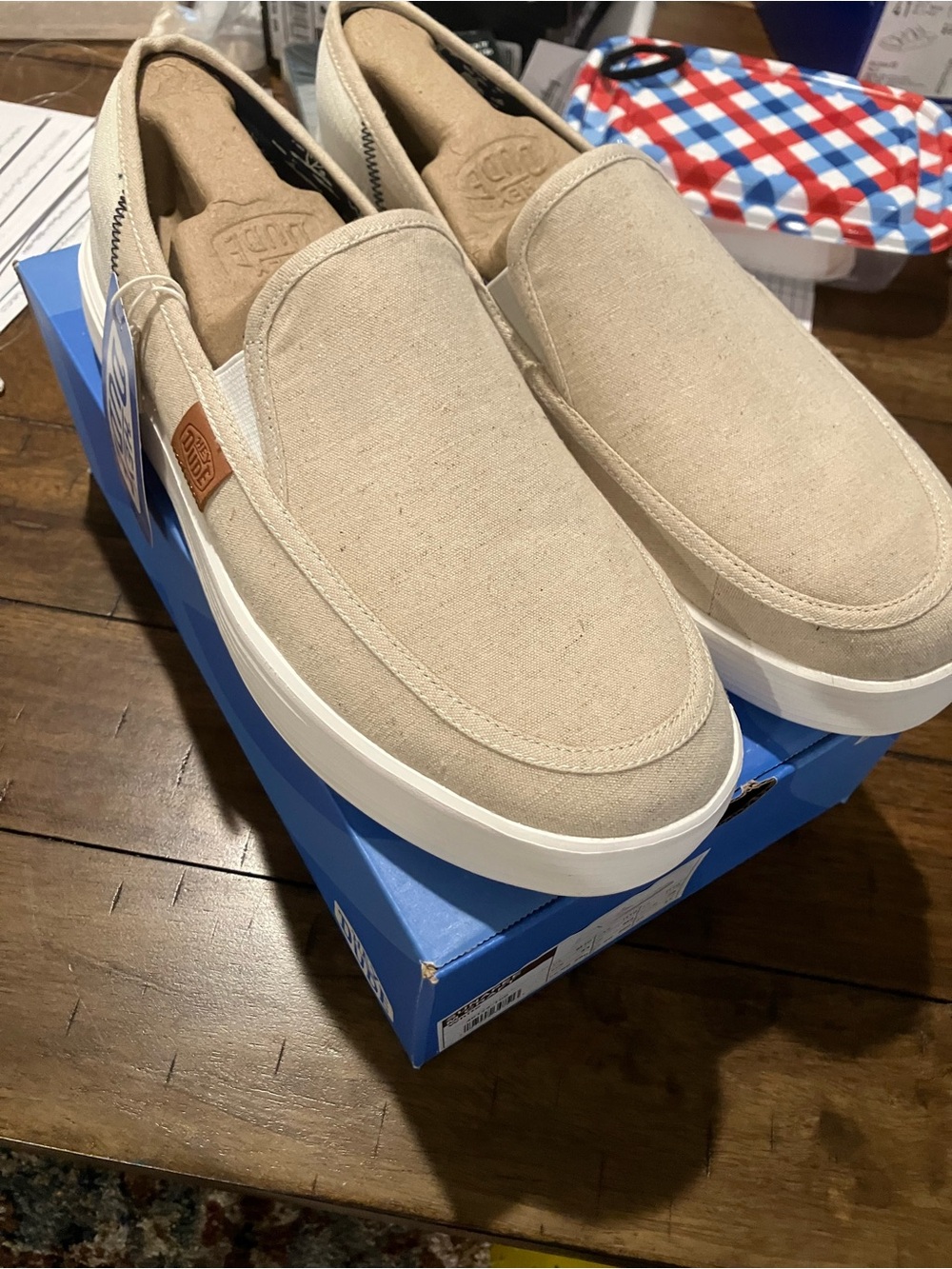 Hey Dude Men’s Slip-On Canvas Loafers in Beige